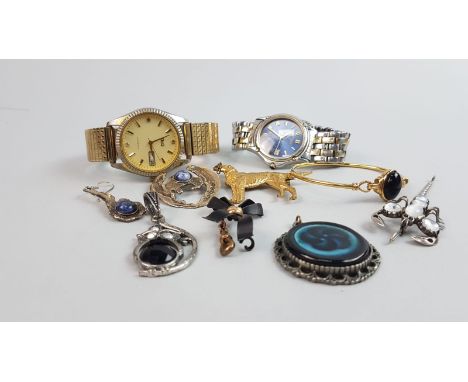 LOT OF COSTUME JEWELLERY, including a Rotary wrist watch, pendants, necklaces, etc