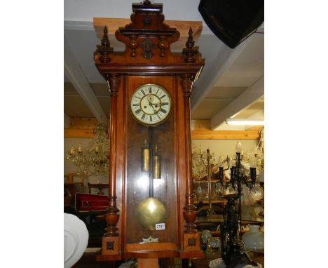 A Victorian mahogany double weight Vienna wall clock, COLLECT ONLY.