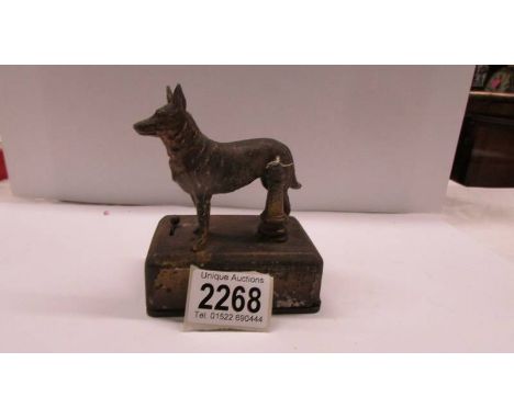 A 1930's spelter Alsation battery operated night light.