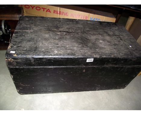 An antique pine tool box 87cm x 46cm x height 37cm COLLECT ONLY