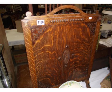 A 1930's oak fire screen, 71cm x 51cm COLLECT ONLY