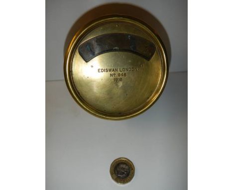 A brass cased rare ammeter by Ediswan dated 1916. Company was Edison &amp; Swan who invented the electric light bulb.