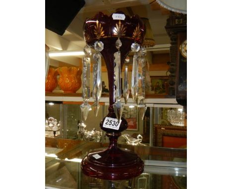 A good quality ruby glass lustre, COLLECT ONLY.