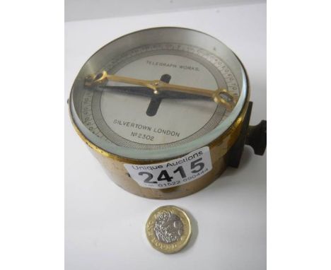 A differential horizontal brass cases galvanometer manufactured by GPO at Telegraph works, Silvertown, London, circa 1920.