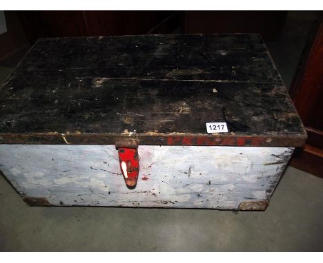An  antique pine tool chest 67cm x 40cm x 35cm COLLECT ONLY