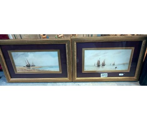 A pair of framed and glazed seascape watercolours.