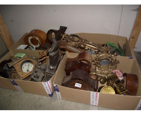 A large quantity of clock cases, movements and barometers (for spares or repairs), COLLECT ONLY
