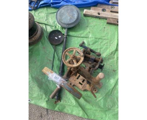Part of a bench engineerers tool for spares and repairs, warming pan etc
