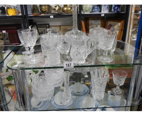 A mixed lot of glass ware including decanter, COLLECT ONLY.