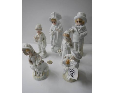 Three pairs of 19th century ceramic figures.