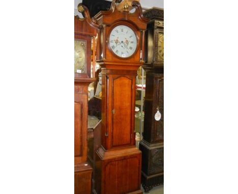 A good oak cased 30 hour long case clock in working order, COLLECT ONLY.