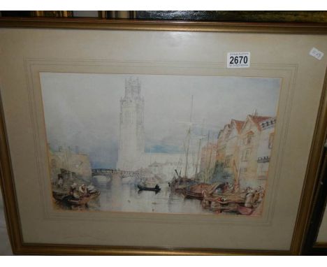 A framed and glazed print entitled "A View of Boston, Lincolnshire" by Joseph Mallard William Turner R A, 1775-1851, 0249 of 