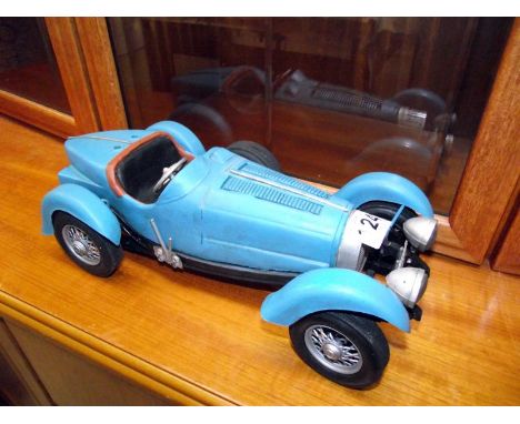 A well detailed pressed steel model of a car (Bugatti type 35)Length 34cm