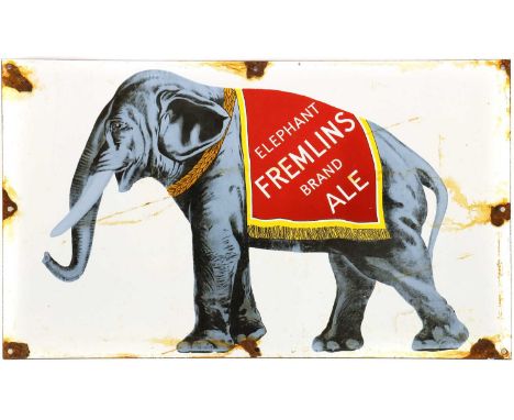 A Fremlins Brand Ale Elephant enamel sign,mid to late 20th century, 50 x 29.5cmCondition ReportLosses to the enamel and rusti