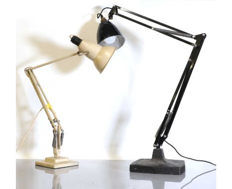 A Herbert Terry cream and black painted anglepoise lamp,and another black example, 105 and 90cm approx (2)Condition ReportBot