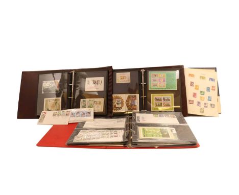 Two stamp albums of Commonwealth miniature sheets, album of first day covers, cards and presentation packs in an album