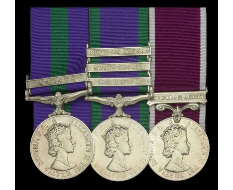 Three: Staff Sergeant W. C. Greene, Royal Electrical and Mechanical Engineers  General Service 1918-62, 1 clasp, Malaya, G.VI