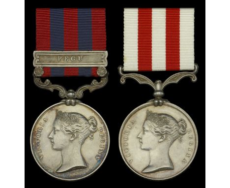 Pair: Captain R. R. Harris, 67th Bengal Native Infantry  India General Service 1854-95, 1 clasp, Pegu (Lieut. Robt. R. Harris