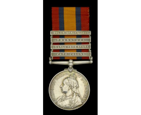 Queen’s South Africa 1899-1902, 4 clasps, Cape Colony, Orange Free State, Transvaal, South Africa 1901 (1275. Cr: Sjt: W. Cro