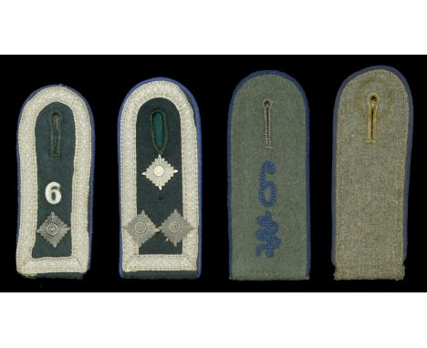 German Second World War Army Medical Shoulder Boards. 4 shoulder boards. Slip-on mid war period medical blue piped with 6 Med