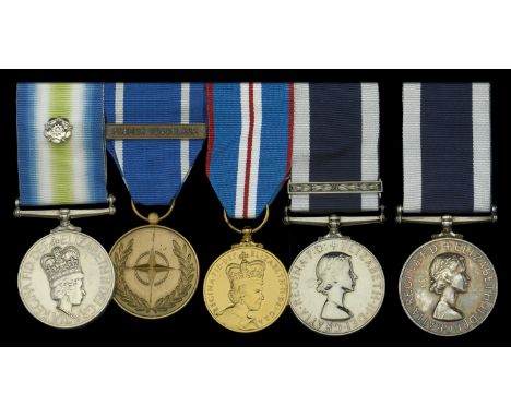 Family Group:  Four: Petty Officer D. R. Singleton, Royal Navy South Atlantic 1982, with rosette (RO1(SM) D R Singleton D1757