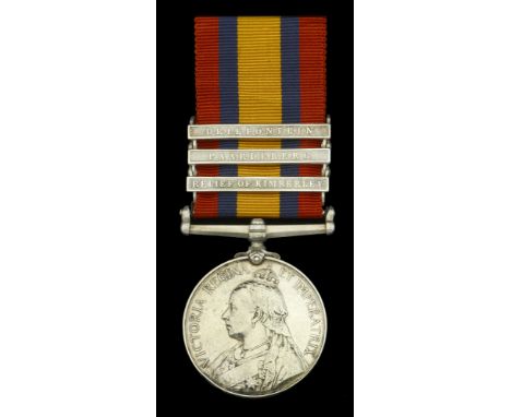 Queen’s South Africa 1899-1902, 3 clasps, Relief of Kimberley, Paardeberg, Driefontein (2969 Pte. H. F. Miller. 1/Oxfd: L.I.)