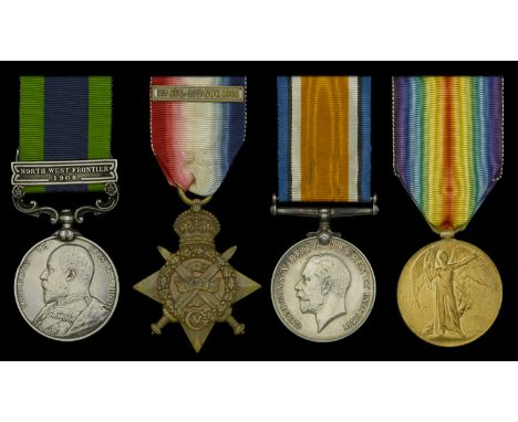 Four: Private B. Walker, Royal Warwickshire Regiment  India General Service 1908-35, 1 clasp, North West Frontier 1908 (9251 