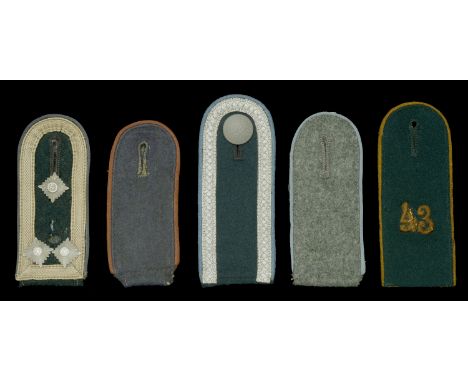 German Second World War Army Shoulder Boards. 5 Army shoulder boards, comprising a Transport nco, slip-on shoulder board, M.3