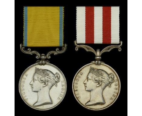 A fine Indian Mutiny pair awarded to Captain N. E. B. Turnour, Royal Navy, who was wounded at the storming of Fort Serapequi,