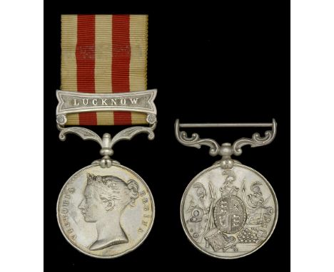 Pair: Sergeant R. Bland, 34th Regiment  Indian Mutiny 1857-59, 1 clasp, Lucknow (R, Bland. 34th Regt.); Army L.S. & G.C., V.R