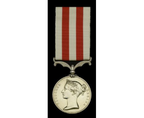 The Indian Mutiny Medal awarded to Major-General C. B. Basden, 61st Bengal Native Infantry, who ‘was attacked by Sowars, cut 