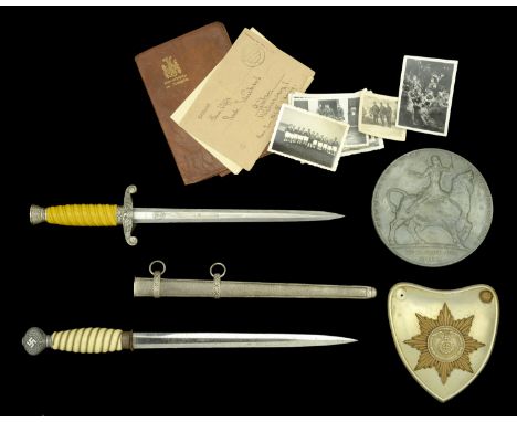 Miscellaneous Third Reich Militaria An unusual grouping of an SA heart shaped gorget with one of the exterior bosses missing,