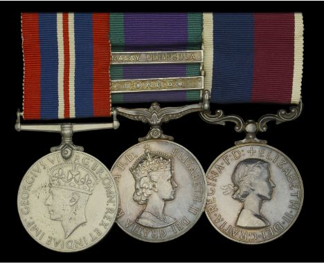 Three: Flight Lieutenant C. J. Pridham, Royal Air Force  War Medal 1939-45; General Service 1962-2007, 2 clasps, Borneo, Mala