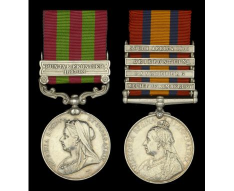 Pair: Private W. J. Sherman, Oxfordshire Light Infantry, who died of disease at Kroonstad on 30 March 1901  India General Ser