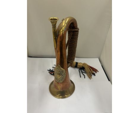 AN ARGYLE AND SUTHERLAND MILITARY COPPER AND BRASS BUGLE