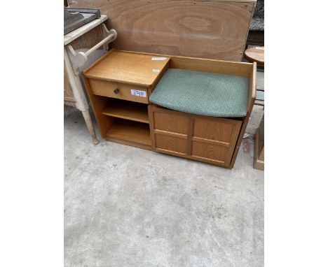 A RETRO TEAK PARKER KNOLL TELEPHONE TABLE/SEAT