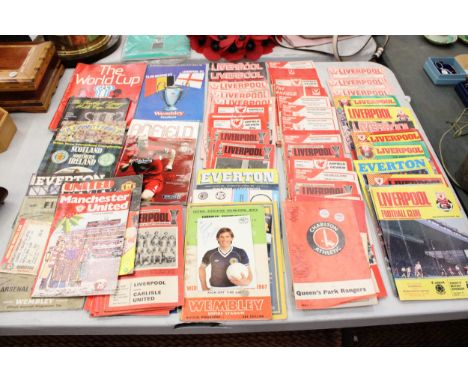 A LARGE COLLECTION OF 1970'S AND 80'S FOOTBALL PROGRAMMES, PRIMARILY LIVERPOOL TO INCLUDE A SIGNED PICTURE OF KENNY DALGLIESH