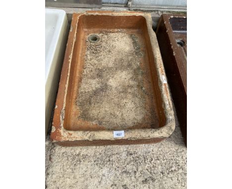 A DECORATIVE LOW SALT GLAZED TROUGH PLANTER