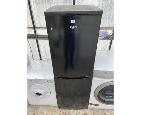 A BLACK BUSH UPRIGHT FRIDGE FREEZER