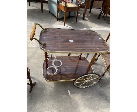 A 1970'S METALWARE DINNER TROLLEY