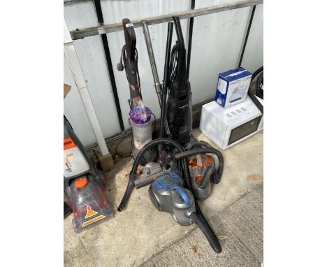 FOUR VARIOUS VACUUM CLEANERS TO INCLUDE A PANASONIC AND A DYSON DC40 ETC