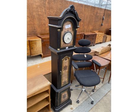 A PAINTED LONGCASE CLOCK CUPBOARD WITH QUARTZ MOVEMENT