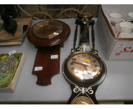 2 wall clocks - 1 with barometer