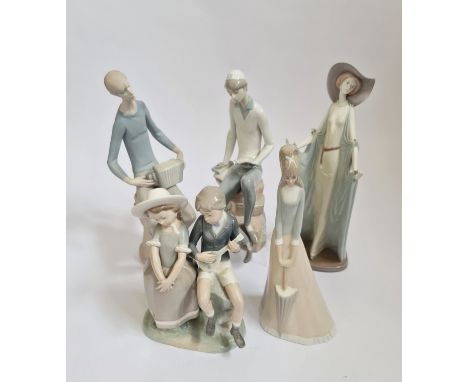 Five figures to include Lladro and Nao etc.