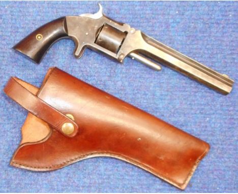 Smith and Wesson Model 2 Army revolver in .32 rimfire. 6 in. barrel. Circa 1865. In generally good condition. With holster.  