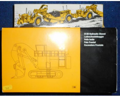 C9667NGZ. (2) 391 Cat 5130 Hydraulic shovel. 1:50 scale.; 126 Cat 627 scraper. 1:50 scale. Also Set of Preiser 1:50 scale wor