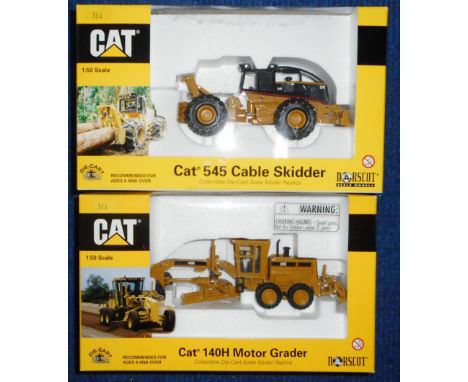 Norscot. (2) 55030 Cat 140H  Motor grader. 1:50 scale.; 55072 Cat 545 Cable skidder. 1:50 scale. Both boxed.     