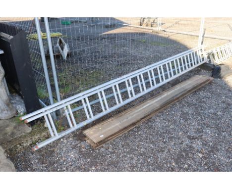 An aluminium extending ladder