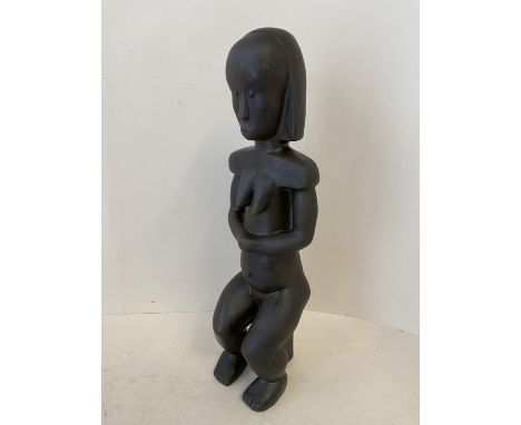 Bronze figure of an abstract style African nude seated lady, 75cm H, (good condition, a few wear marks) 