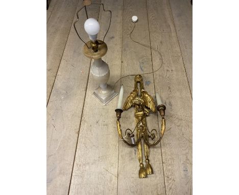 Regency Gesso , twin branch applique with large eagle finial approx. 70 cm H (condition, some wear to surface and losses); an